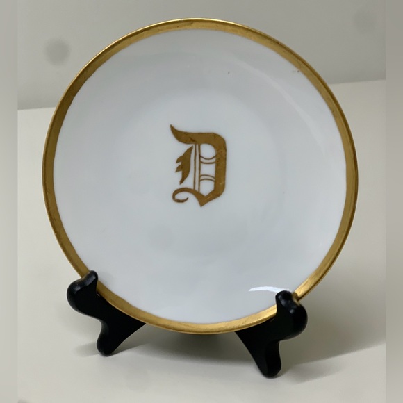 Vintage J & C Bavaria Peerless Gold Trim Letter D Monogram Plate - Picture 15 of 16